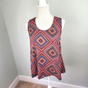 W5 WOMEN'S SLEEVELESS TOP SIZE SMALL ZIPPER BACK AZTEC PRINT